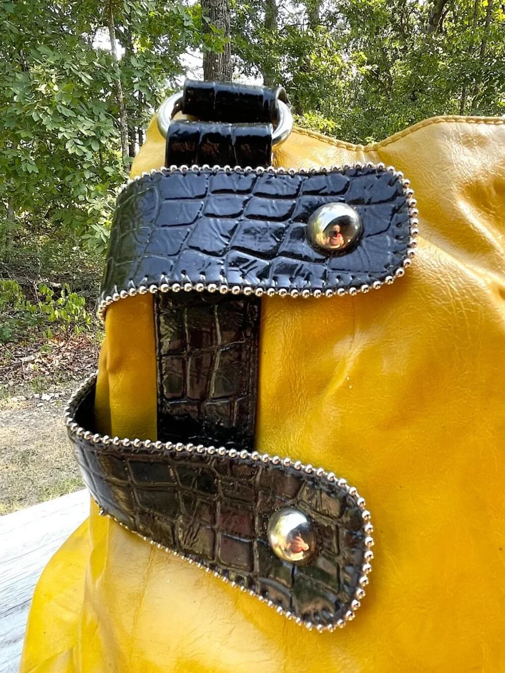 Y2K Boho Yellow Peace Sign Rhinestone Hobo Bag Festival Statement Purse